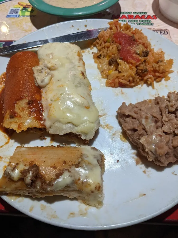Enchilada Burrito Mexican Rice Refried Beans & Tamale Dinner